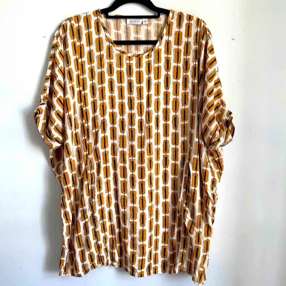 Masai Copenhagen oversized boxy fit cuffed sleeve printed hippie boho tunic top